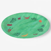 Frucht-Gemüse auf Grünbuch-Teller Pappteller (Schrägansicht)