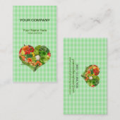 Frucht-Gemüse-Herz - grüner quadratischer Visitenkarte (Vorne/Hinten)
