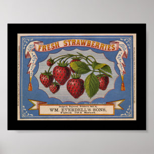 Frucht-Kisten-Aufkleber KRW Vintager Erdbeer Poster