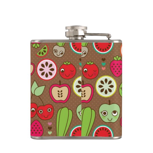 Frucht-Küchen-Muster Flachmann (Rückseite)