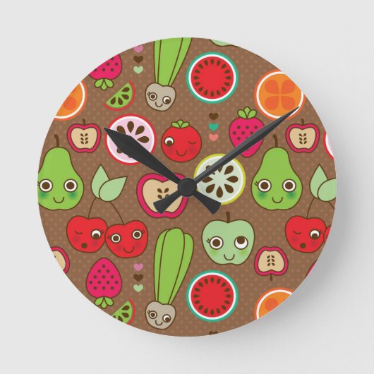 Frucht-Küchen-Muster Runde Wanduhr (Vorderseite)