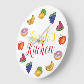 Frucht Lemon Limon Apple Banana Weintrauben Melon Große Wanduhr (Winkel)