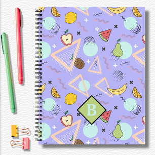 Frucht Memphis Lila Muster Schulheft Notizblock