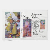 "Frucht mit Gläsern Wein " Geschirrtuch (Horizontal)