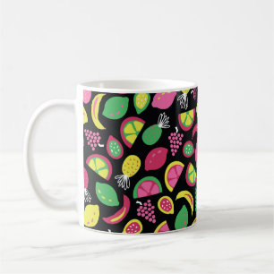 Frucht nahtlos Vintages Muster schwarz-grün gelb  Kaffeetasse