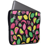Frucht nahtlos Vintages Muster schwarz-grün gelb Laptopschutzhülle (Vorne Rechts)