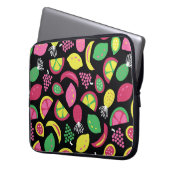 Frucht nahtlos Vintages Muster schwarz-grün gelb Laptopschutzhülle (Vorderseite Links)
