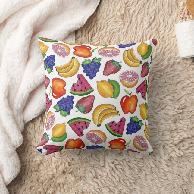 Frucht Print Trauben Banana Apfel Erdbeere Lemon Kissen (Decke)