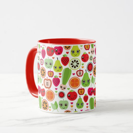 Frucht scherzt Illustrationsapfel Tasse (Vorderseite Links)
