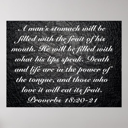 Frucht seiner Mundbibel-Versprechungen 18:20-21 Poster (Vorne)