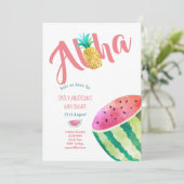 Frucht Tropical Baby Dusche lädt Melon ALOHA ein Einladung (Stehend Vorderseite)