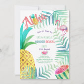 Frucht Tropical GENDER REVEAL Einladungen Flamingo (Vorderseite)