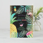 Frucht Tropical GENDER REVEAL Einladungen Flamingo (Stehend Vorderseite)