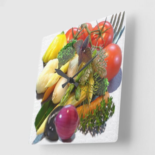FRUCHT U. GEMÜSE QUADRATISCHE WANDUHR (Winkel)