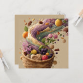 Frucht- und Blumenkorb-Digitalkunstillustration Karte (Vorderseite/Rückseite Beispiel)