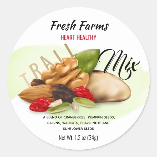 Frucht- und Nut-Trail-Mischetikett Runder Aufkleber (Vorderseite)