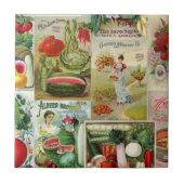 Frucht-und Veggies-Samen-Katalog-Collage Fliese (Vorderseite)