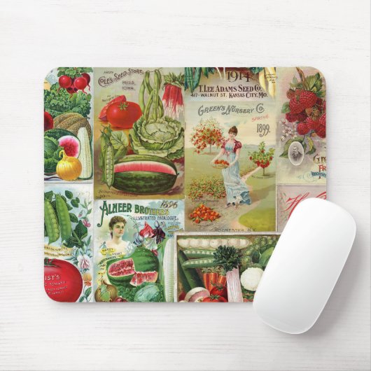 Frucht-und Veggies-Samen-Katalog-Collage Mousepad (Mit Mouse)