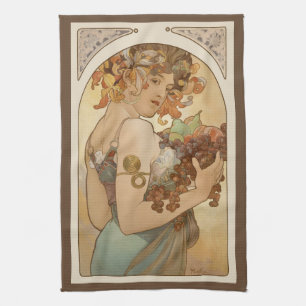 Frucht von Alphonse Mucha, Vintage Art Nouveau Geschirrtuch