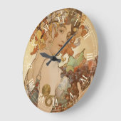 Frucht von Alphonse Mucha, Vintager Jugendstil Große Wanduhr (Winkel)