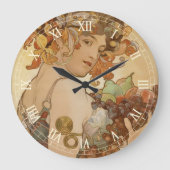 Frucht von Alphonse Mucha, Vintager Jugendstil Große Wanduhr (Vorderseite)