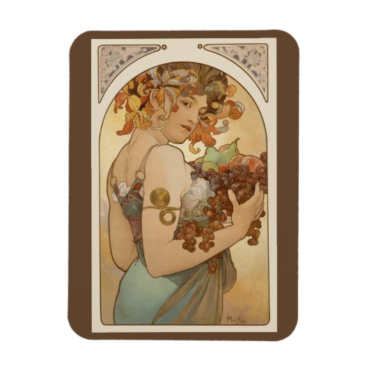 Frucht von Alphonse Mucha, Vintager Jugendstil Magnet (Vertikal)