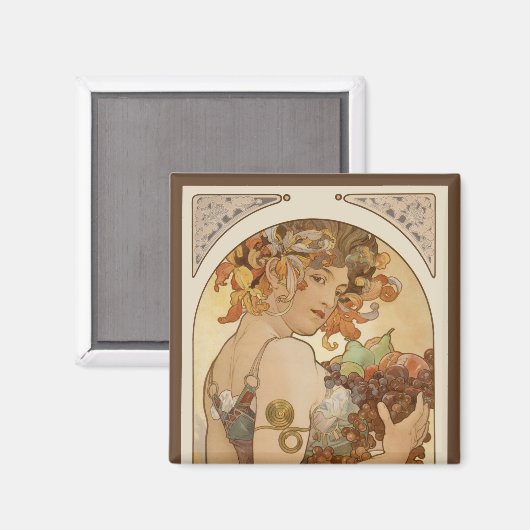 Frucht von Alphonse Mucha, Vintager Jugendstil Magnet (Vorderseite/Rückseite)