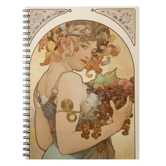 Frucht von Alphonse Mucha, Vintager Jugendstil Notizblock (Vorderseite)