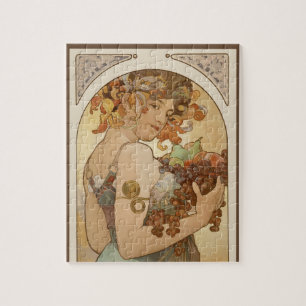 Frucht von Alphonse Mucha, Vintager Jugendstil Puzzle