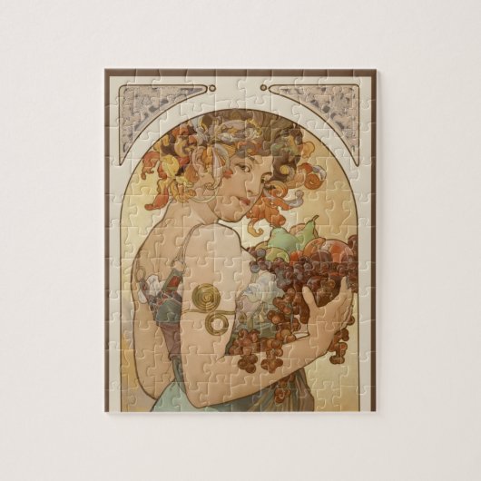 Frucht von Alphonse Mucha, Vintager Jugendstil Puzzle (Vertikal)