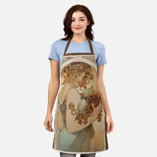 Frucht von Alphonse Mucha, Vintager Jugendstil Schürze (Getragen)