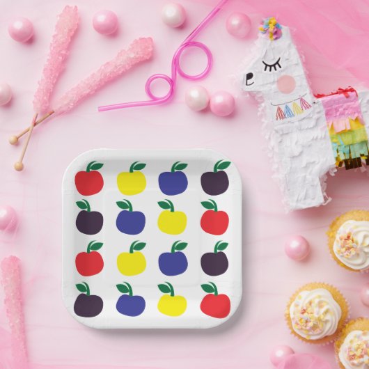 Frucht von farbenfrohen Äpfeln Pappteller (Party)