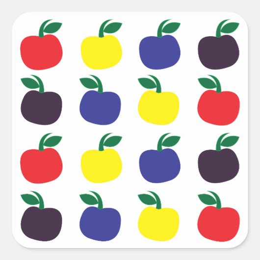 Frucht von farbenfrohen Äpfeln Quadratischer Aufkleber (Vorderseite)
