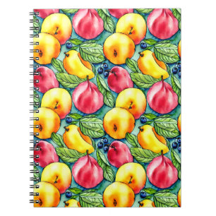 Fruchtapfel Birne Sommerwasserfarbe Muster Notizblock