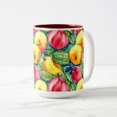 Fruchtapfel Birne Sommerwasserfarbe Muster Zweifarbige Tasse (VorderseiteRechts)