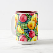 Fruchtapfel Birne Sommerwasserfarbe Muster Zweifarbige Tasse (Vorderseite Links)