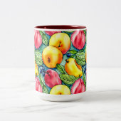 Fruchtapfel Birne Sommerwasserfarbe Muster Zweifarbige Tasse (Mittel)
