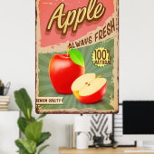 Fruchtapfel-Vintage-Poster Poster (Heimbüro)