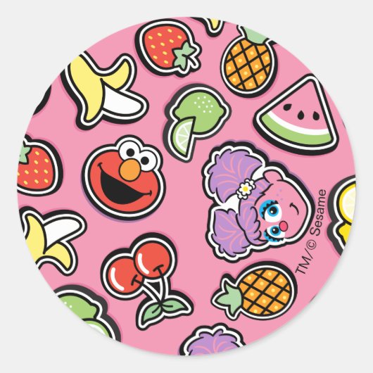 Fruchtaufkleber Elmo & Abby Cadabby Muster Runder Aufkleber (Vorderseite)