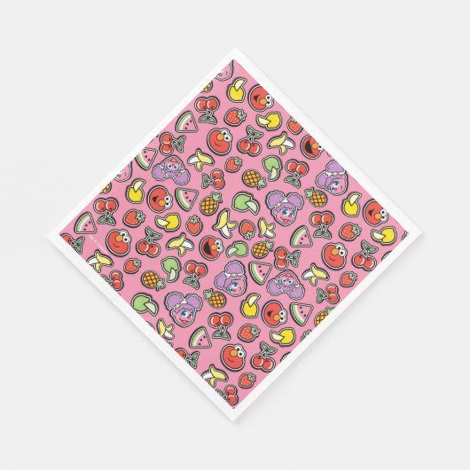 Fruchtaufkleber Elmo & Abby Cadabby Muster Serviette (Ecke)