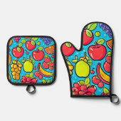 Fruchtbares Musterdesign Ofenhandschuh & Topflappen-Set (Vorderseite)