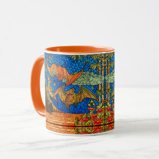 Fruchtbat Gestaltetes Glas Mosaik blau orange Tasse