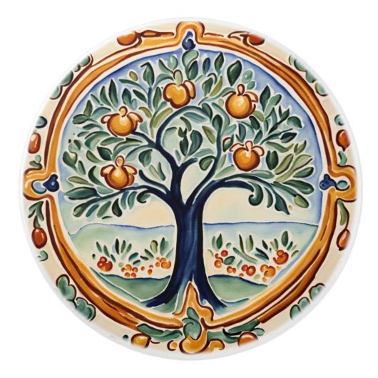 Fruchtbaum Mediterrane Kunst, Italienisch Keramikknauf (Vorderseite)