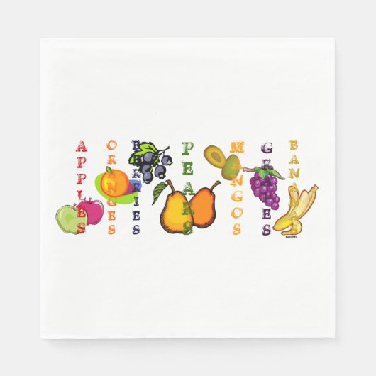Fruchtbirnen Früchte kühne Farben Grafik Serviette (Vorderseite)