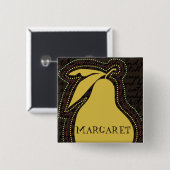 Fruchtbirnen-Silhouette punktiert Button (Vorne & Hinten)