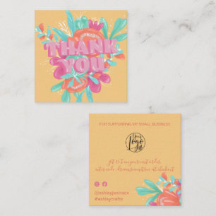 Fruchtblütengelbe Retroskriptreihe Danke Quadratische Visitenkarte