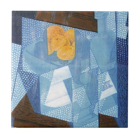 Fruchtbowl von Juan Gris, Vintager Kubismus Stilll Fliese (Vorderseite)