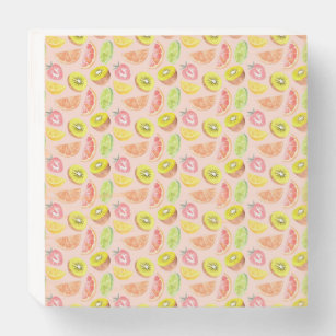 Fruchtcocktail Muster Pink Kiwi Limon Grapefruit Holzkisten Schild