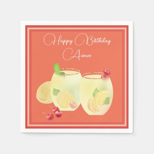 Fruchtcocktails Happy Birthday Paper Napkin Serviette (Vorderseite)