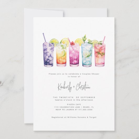 Fruchtcocktails Minimalistisch Elegante Paare Dusc Einladung (Vorderseite)